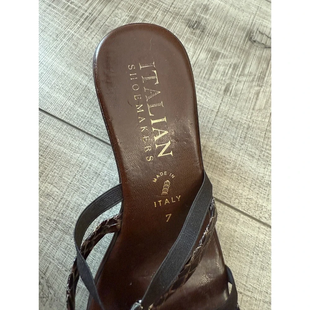 Italian Shoemakers Brown Snakeskin Strappy Wedge Sandals Made in Italy 7